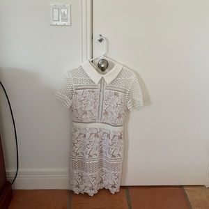 Aqua laced dress with white collar